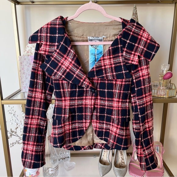 L.A.M.B Plaid Blazer Jacket Size 0 - Picture 1 of 8